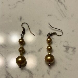 Chic Gold Pearl Dangle Earrings — GENTLY USED!